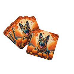 0.15 x 3.5 x 3.5 in. German Shepherd Fall Foam Coasters - Set of 4