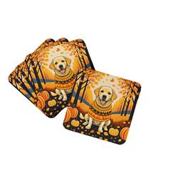 DAC1056FC 0.15 x 3.5 x 3.5 in. Labrador Retriever Fall Foam Coasters, Yellow - Set of 4