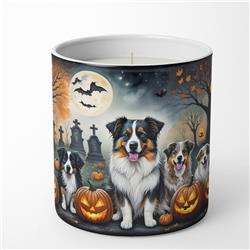 DAC2009CDL 3.25 x 3.75 x 3.25 in. Australian Shepherd Spooky Halloween Decorative Soy Candle