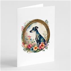 DAC2152GCA7P 0.01 x 5 x 7 in. Greyhound & Flowers Greeting Cards & Envelopes - Pack of 8
