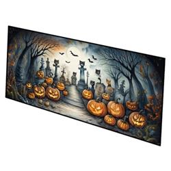 0.2 x 28 x 58 in. Cat Cemetery Spooky Halloween Runner Mat