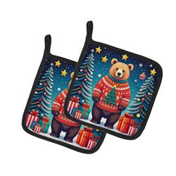 DAC1168PTHD 0.3 x 7.5 x 7.5 in. Bear Christmas Pot Holders - Set of 2