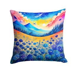 3 x 18 x 18 in. Colorful Cornflowers Fabric Decorative Pillow, Blue