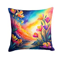 3 x 18 x 18 in. Colorful Freesia Fabric Decorative Pillow