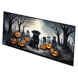 0.2 x 28 x 58 in. Pug Spooky Halloween Runner Mat, Black