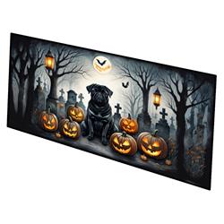 0.2 x 28 x 58 in. Pug Spooky Halloween Runner Mat, Black