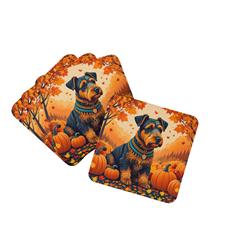 0.15 x 3.5 x 3.5 in. Airedale Terrier Fall Foam Coasters - Set of 4