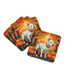 0.15 x 3.5 x 3.5 in. Pit Bull Terrier Fall Foam Coasters, White - Set of 4