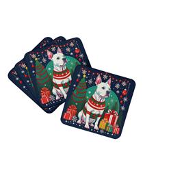 DAC1089FC 0.15 x 3.5 x 3.5 in. Pit Bull Terrier Christmas Foam Coasters, White - Set of 4