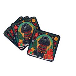 DAC1114FC 0.15 x 3.5 x 3.5 in. Black Cocker Spaniel Christmas Foam Coasters - Set of 4