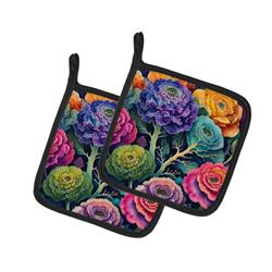 DAC1978PTHD 0.3 x 7.5 x 7.5 in. Colorful Ornamental Kale Pair of Pot Holders