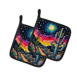 DAC1986PTHD 0.3 x 7.5 x 7.5 in. Colorful Queen of the Night Cactus Pair of Pot Holders