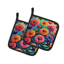 DAC2000PTHD 0.3 x 7.5 x 7.5 in. Colorful Zinnias Pair of Pot Holders