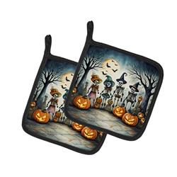 DAC2228PTHD 0.3 x 7.5 x 7.5 in. Calacas Skeletons Spooky Halloween Pair of Pot Holders