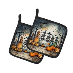 DAC2230PTHD 0.3 x 7.5 x 7.5 in. Calacas Skeletons Spooky Halloween Pair of Pot Holders