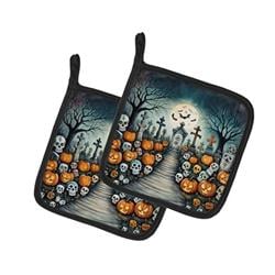 DAC2233PTHD 0.3 x 7.5 x 7.5 in. Calaveras Sugar Skulls Spooky Halloween Pair of Pot Holders