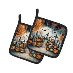 DAC2237PTHD 0.3 x 7.5 x 7.5 in. Day of the Dead Spooky Halloween Pair of Pot Holders