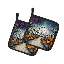 DAC2238PTHD 0.3 x 7.5 x 7.5 in. Day of the Dead Spooky Halloween Pair of Pot Holders