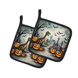 DAC2239PTHD 0.3 x 7.5 x 7.5 in. Dinosaurs Spooky Halloween Pair of Pot Holders