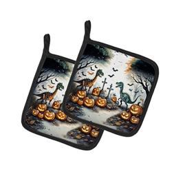 DAC2240PTHD 0.3 x 7.5 x 7.5 in. Dinosaurs Spooky Halloween Pair of Pot Holders