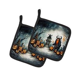 DAC2247PTHD 0.3 x 7.5 x 7.5 in. Krampus The Christmas Demon Spooky Halloween Pair of Pot Holders