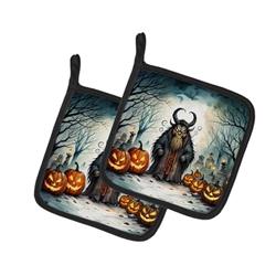 DAC2248PTHD 0.3 x 7.5 x 7.5 in. Krampus The Christmas Demon Spooky Halloween Pair of Pot Holders