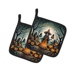 DAC2255PTHD 0.3 x 7.5 x 7.5 in. La Llorona Skeleton Spooky Halloween Pair of Pot Holders