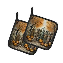 DAC2258PTHD 0.3 x 7.5 x 7.5 in. Mummies Spooky Halloween Pair of Pot Holders