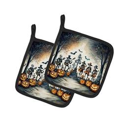 DAC2259PTHD 0.3 x 7.5 x 7.5 in. Mariachi Skeleton Band Spooky Halloween Pair of Pot Holders
