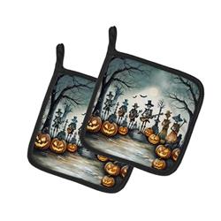 DAC2260PTHD 0.3 x 7.5 x 7.5 in. Mariachi Skeleton Band Spooky Halloween Pair of Pot Holders