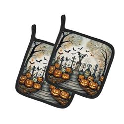 DAC2268PTHD 0.3 x 7.5 x 7.5 in. Pet Cemetery Spooky Halloween Pair of Pot Holders