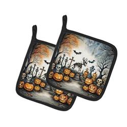 DAC2269PTHD 0.3 x 7.5 x 7.5 in. Pet Cemetery Spooky Halloween Pair of Pot Holders