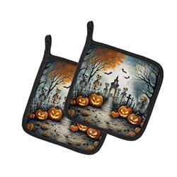 DAC2272PTHD 0.3 x 7.5 x 7.5 in. Skeleton Spooky Halloween Pair of Pot Holders