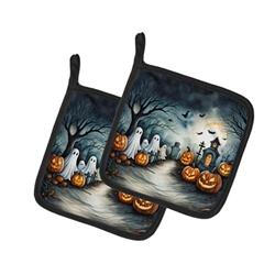 DAC2273PTHD 0.3 x 7.5 x 7.5 in. Ghosts Spooky Halloween Pair of Pot Holders