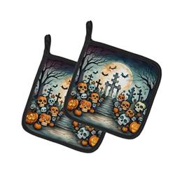 DAC2274PTHD 0.3 x 7.5 x 7.5 in. Calaveras Sugar Skulls Spooky Halloween Pair of Pot Holders