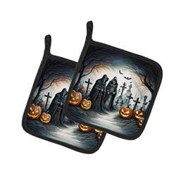 DAC2275PTHD 0.3 x 7.5 x 7.5 in. The Grim Reaper Spooky Halloween Pair of Pot Holders