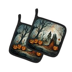 DAC2277PTHD 0.3 x 7.5 x 7.5 in. The Weeping Woman Spooky Halloween Pair of Pot Holders