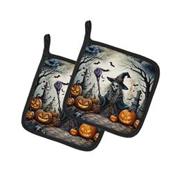 DAC2282PTHD 0.3 x 7.5 x 7.5 in. Witch Spooky Halloween Pair of Pot Holders