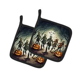 DAC2288PTHD 0.3 x 7.5 x 7.5 in. Zombies Spooky Halloween Pair of Pot Holders