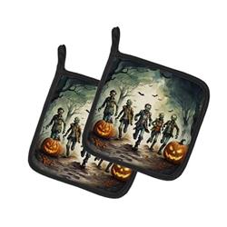 DAC2289PTHD 0.3 x 7.5 x 7.5 in. Zombies Spooky Halloween Pair of Pot Holders