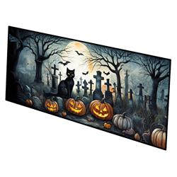 0.2 x 28 x 58 in. Black Cat Spooky Halloween Runner Mat