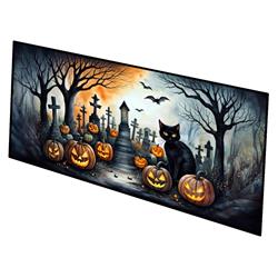 0.2 x 28 x 58 in. Black Cat Spooky Halloween Runner Mat
