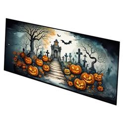 0.2 x 28 x 58 in. Marigold Spooky Halloween Runner Mat