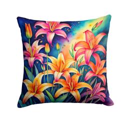 3 x 14 x 14 in. Colorful Lilies Fabric Decorative Pillow