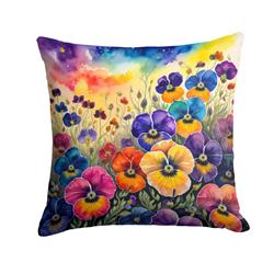 3 x 14 x 14 in. Colorful Pansies Fabric Decorative Pillow