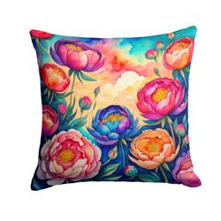 3 x 14 x 14 in. Colorful Peonies Fabric Decorative Pillow