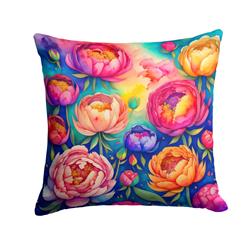 3 x 14 x 14 in. Colorful Peonies Fabric Decorative Pillow