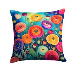 3 x 14 x 14 in. Colorful Ranunculus Fabric Decorative Pillow