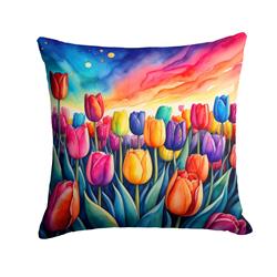 3 x 14 x 14 in. Colorful Tulips Fabric Decorative Pillow