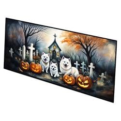 0.2 x 28 x 58 in. American Eskimo Spooky Halloween Runner Mat